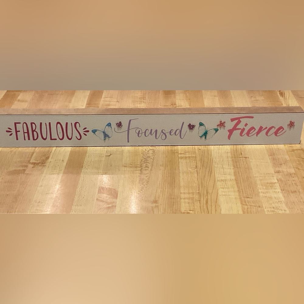 Inspirational Wood Sign Fabulous Focused Fierce Decor Diamond Art Accents